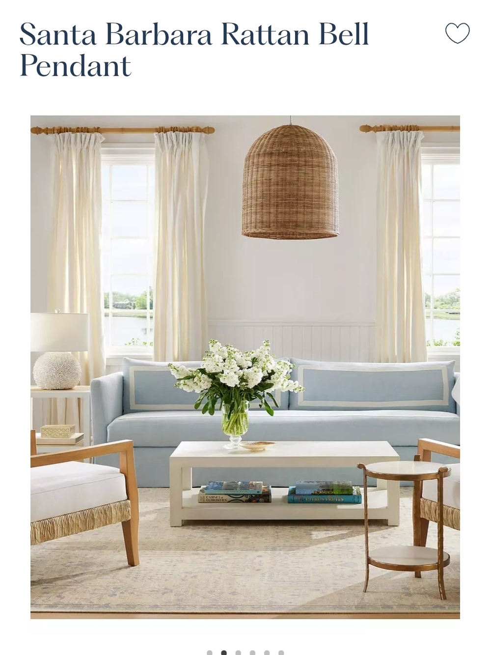 Serena & Lily White Rattan Plug In Pendant Lantern - Picture 5 of 5